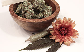 cannabis in a bowl with flower
